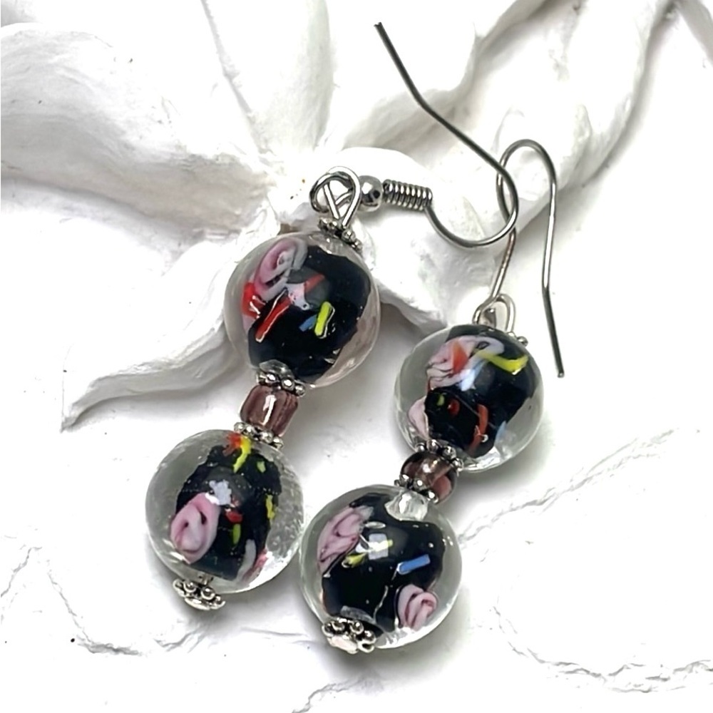 Lamp-work Beaded Earrings
